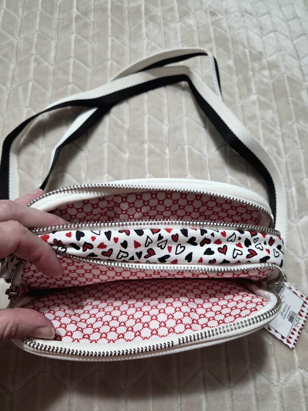 Brighton Black & White Heart Backpack with Matching Crossbody - Picture 2 of 5